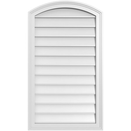 Ekena Millwork Arch Top Surface Mount PVC Gable Vent: Functional, w/ 2"W x 1-1/2"P Brickmould Frame, 22"W x 38"H GVPAR22X3802SF